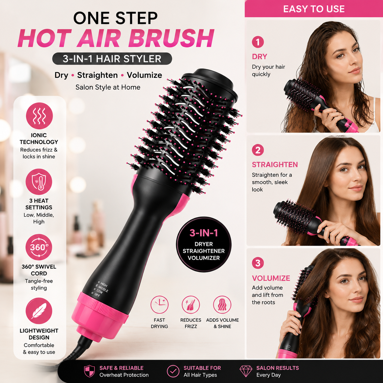 3-in-1 Hair Dryer & Styler